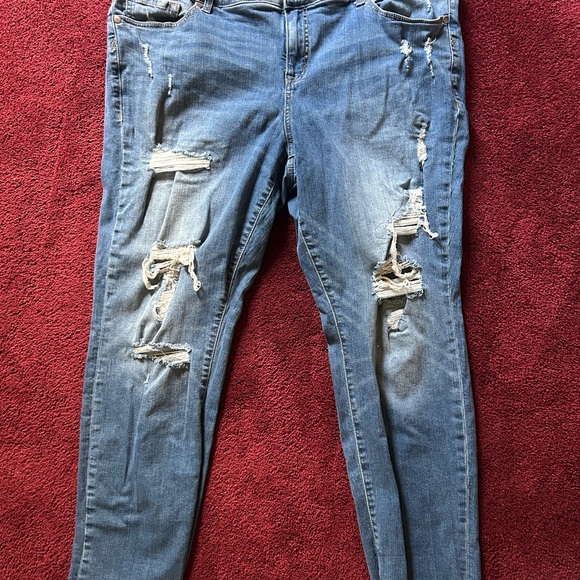 Torrid Blue Distressed Crop Boyfriend Jeans - Picture 4 of 6